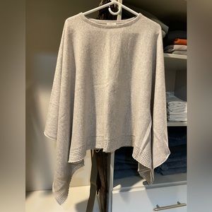 Garnet Hill grey heather cashmere shawl sweater